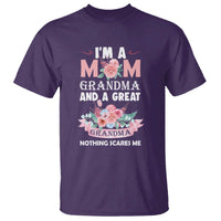 Mother T Shirt I'm A Mom Grandma And A Great Grandma Nothing Scares Me Carnation Flower Mother's Day - Wonder Print Shop