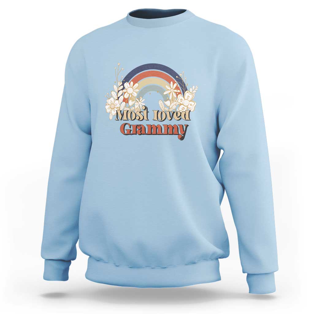 Grandma Sweatshirt Most Loved Grammy Retro Groovy - Wonder Print Shop