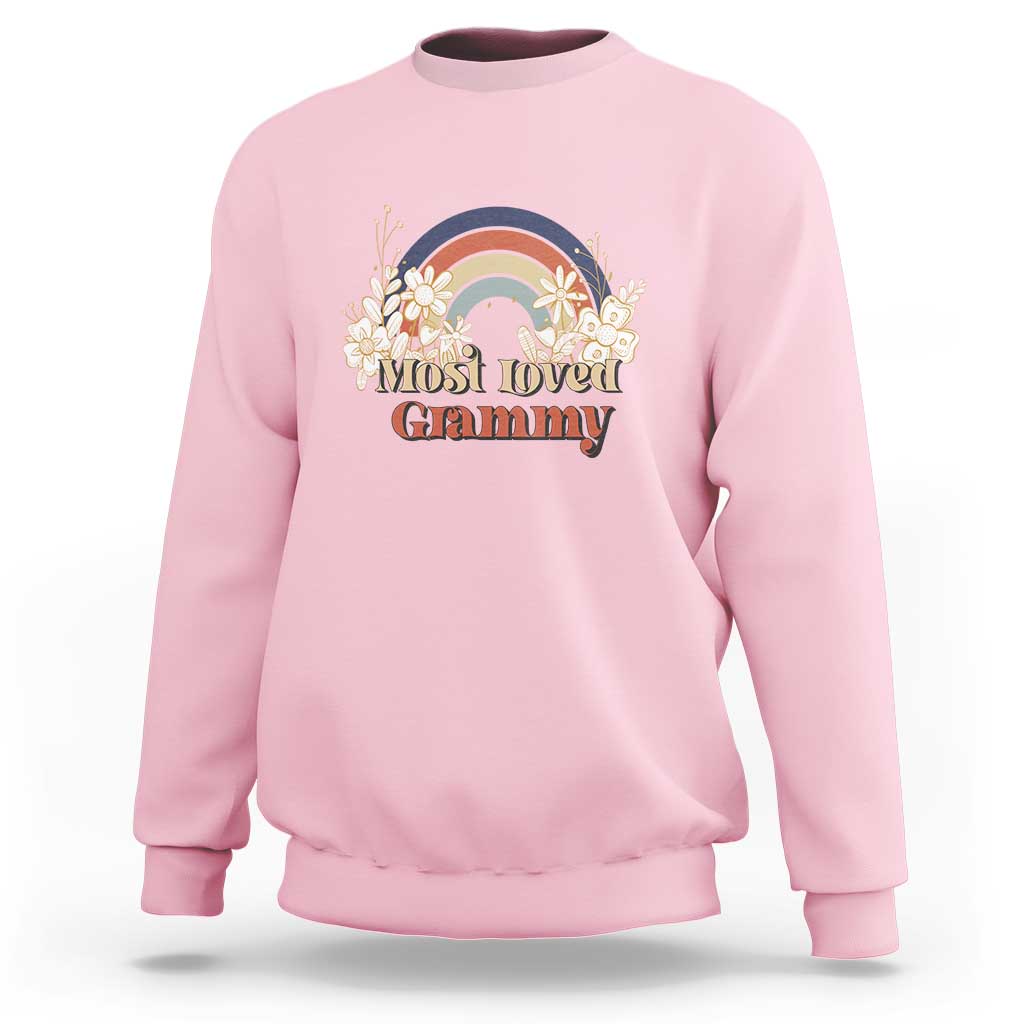 Grandma Sweatshirt Most Loved Grammy Retro Groovy - Wonder Print Shop