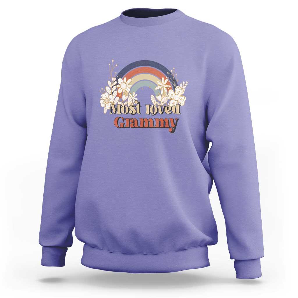 Grandma Sweatshirt Most Loved Grammy Retro Groovy - Wonder Print Shop