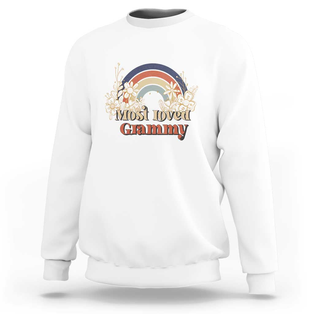 Grandma Sweatshirt Most Loved Grammy Retro Groovy - Wonder Print Shop