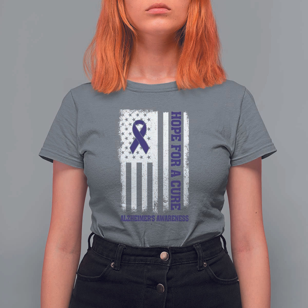 Alzheimer's Awareness T Shirt For Women Hope For A Cure Alzheimer's Supporter - Wonder Print Shop
