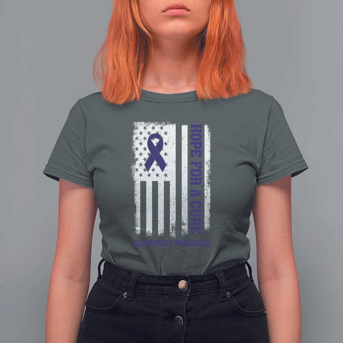 Alzheimer's Awareness T Shirt For Women Hope For A Cure Alzheimer's Supporter - Wonder Print Shop