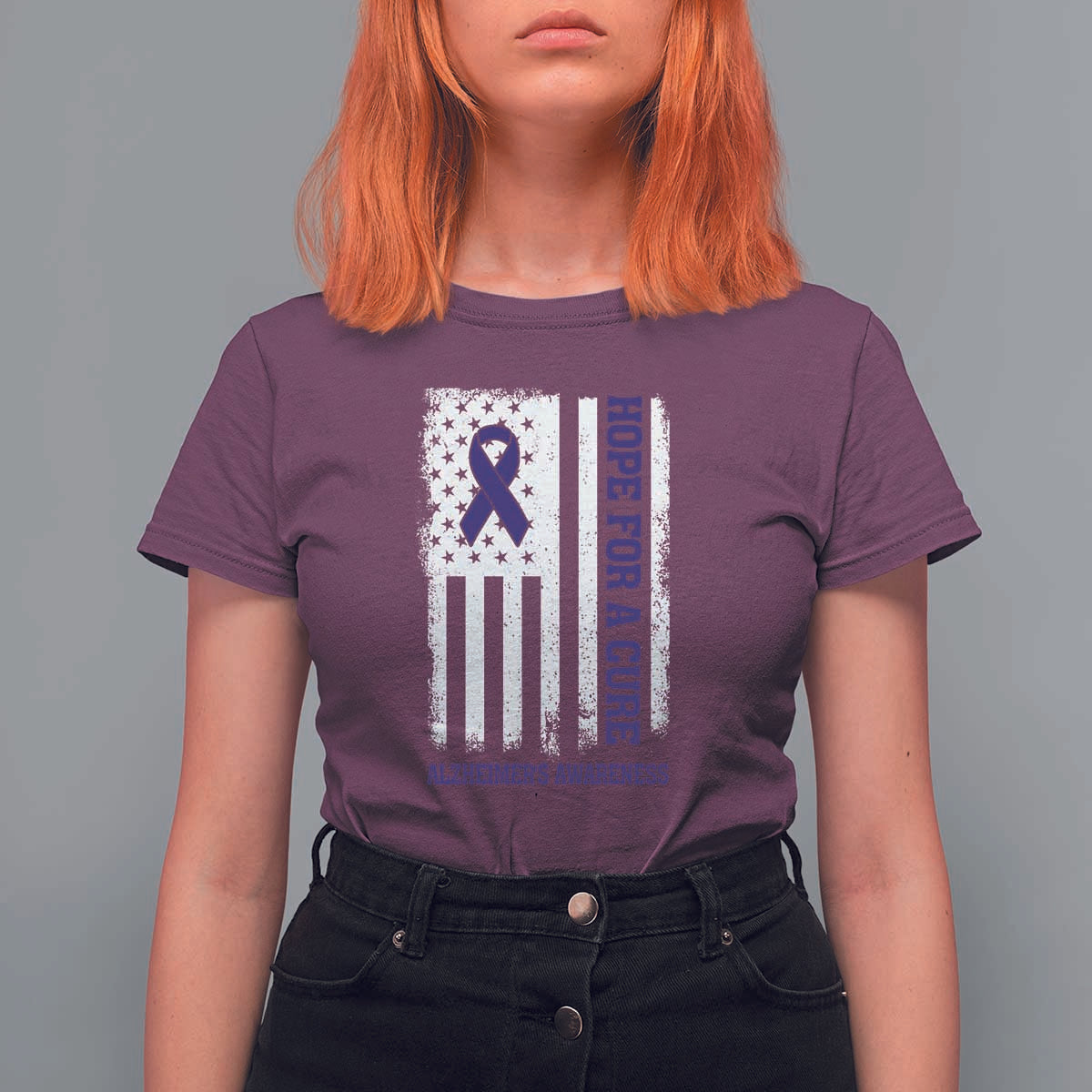 Alzheimer's Awareness T Shirt For Women Hope For A Cure Alzheimer's Supporter - Wonder Print Shop