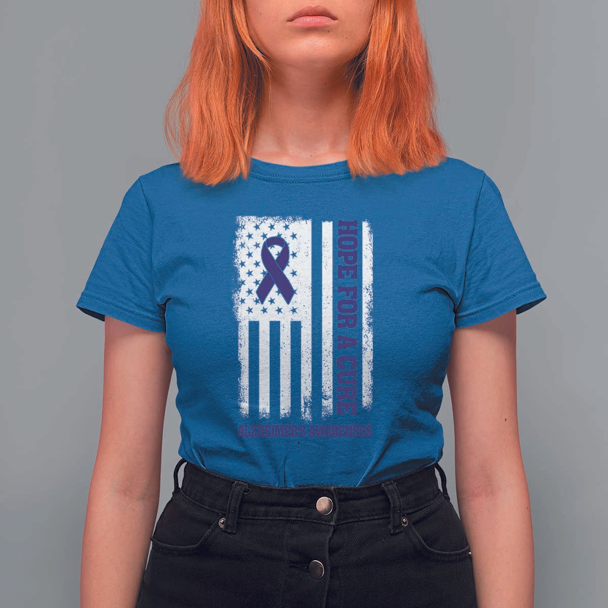 Alzheimer's Awareness T Shirt For Women Hope For A Cure Alzheimer's Supporter - Wonder Print Shop