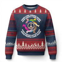 Make Lying Wrong Again Make America Think Again Ugly Christmas Sweater Human’s Rights Hand Peace - Wonder Print Shop