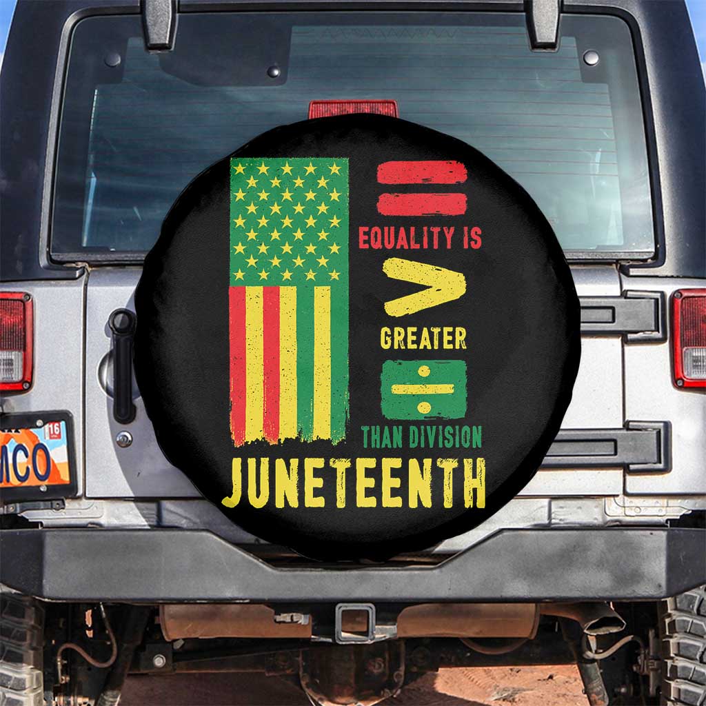 Juneteenth Equality Is Greater Than Division Spare Tire Cover Juneteenth American Flag