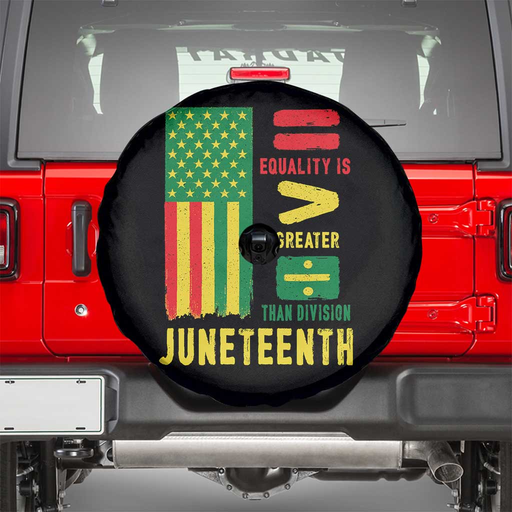 Juneteenth Equality Is Greater Than Division Spare Tire Cover Juneteenth American Flag