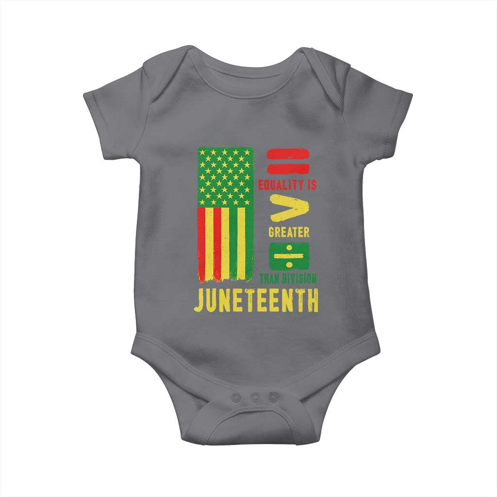 Juneteenth Equality Is Greater Than Division Baby Onesie Juneteenth American Flag