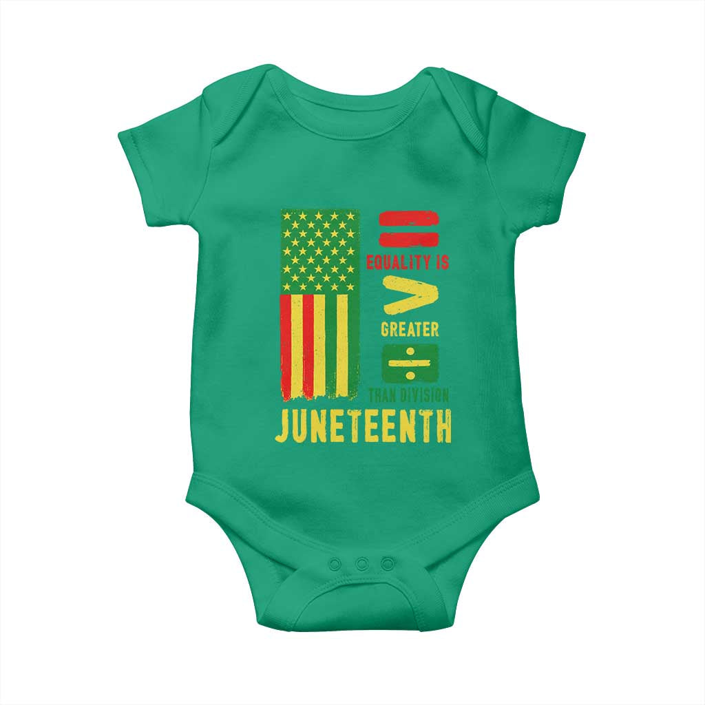 Juneteenth Equality Is Greater Than Division Baby Onesie Juneteenth American Flag