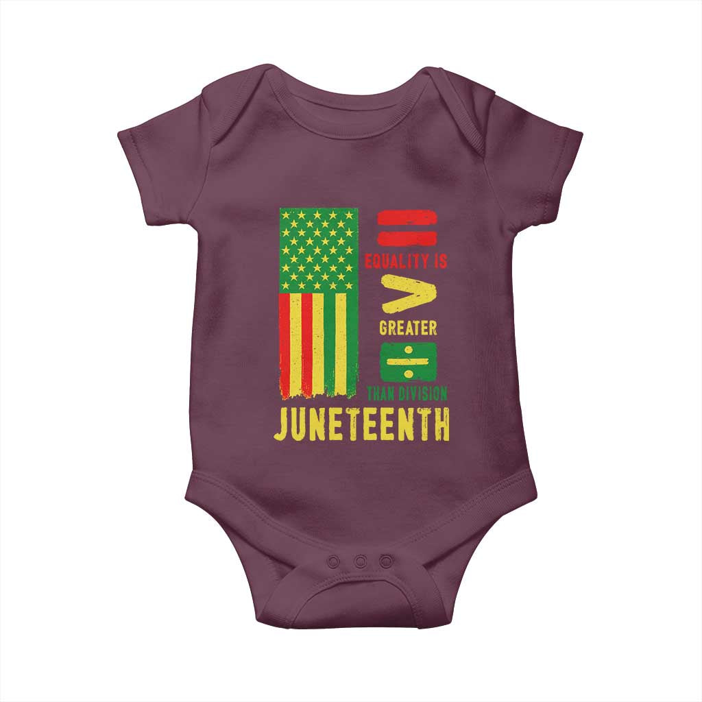 Juneteenth Equality Is Greater Than Division Baby Onesie Juneteenth American Flag