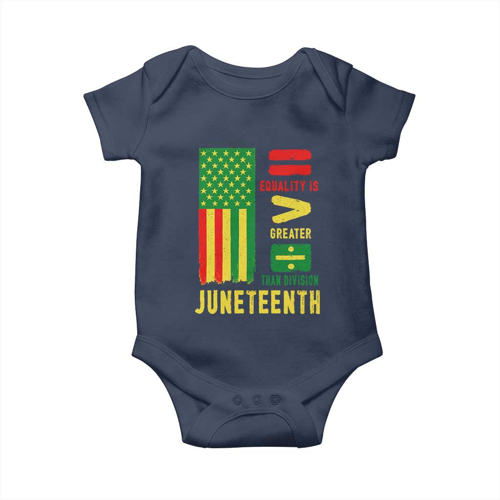 Juneteenth Equality Is Greater Than Division Baby Onesie Juneteenth American Flag