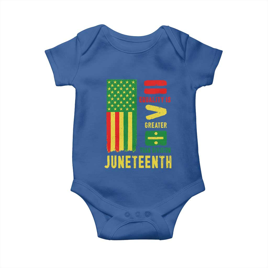 Juneteenth Equality Is Greater Than Division Baby Onesie Juneteenth American Flag