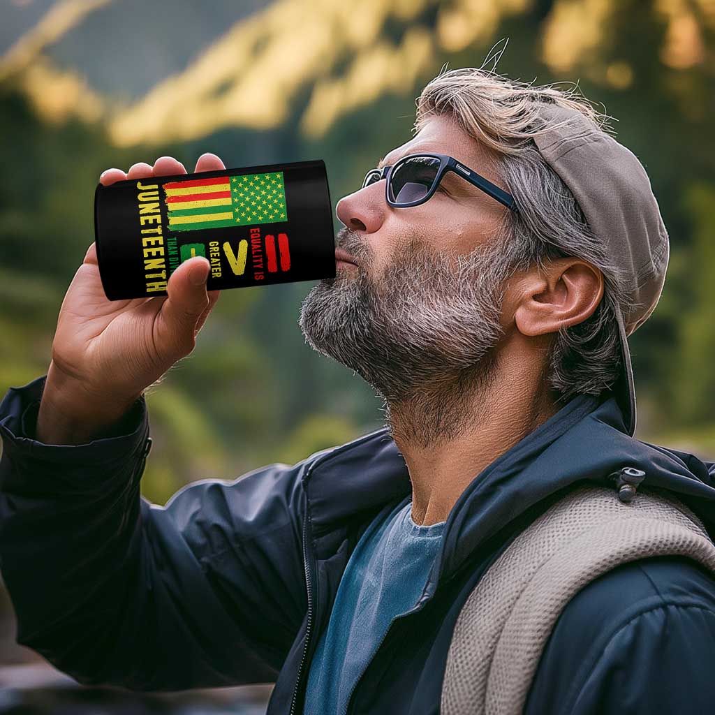 Juneteenth Equality Is Greater Than Division 4 in 1 Can Cooler Tumbler Juneteenth American Flag