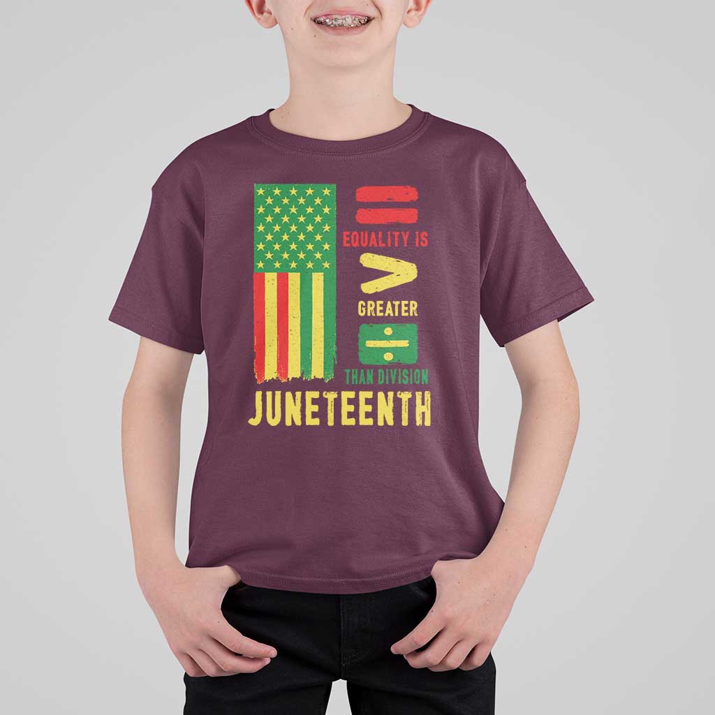 Juneteenth Equality Is Greater Than Division T Shirt For Kid Juneteenth American Flag