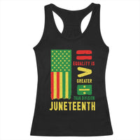Juneteenth Equality Is Greater Than Division Racerback Tank Top Juneteenth American Flag