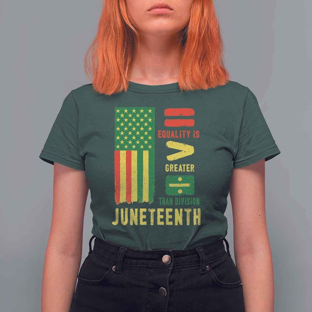 Juneteenth Equality Is Greater Than Division T Shirt For Women Juneteenth American Flag