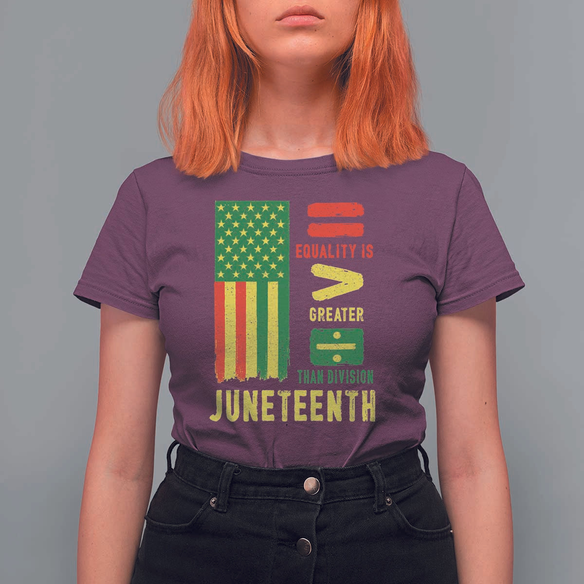 Juneteenth Equality Is Greater Than Division T Shirt For Women Juneteenth American Flag