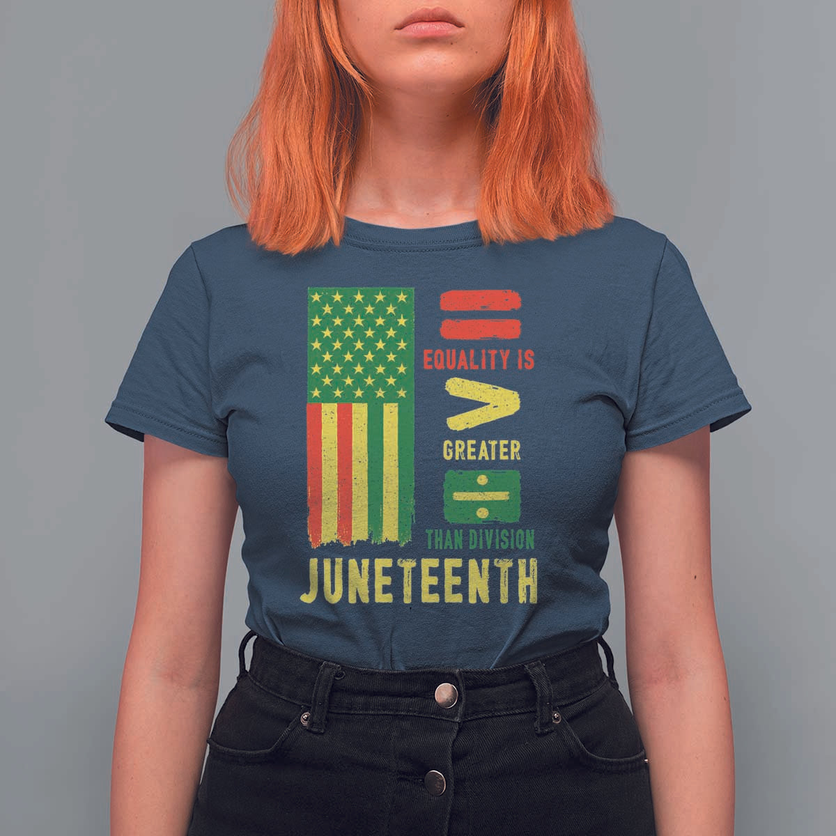 Juneteenth Equality Is Greater Than Division T Shirt For Women Juneteenth American Flag
