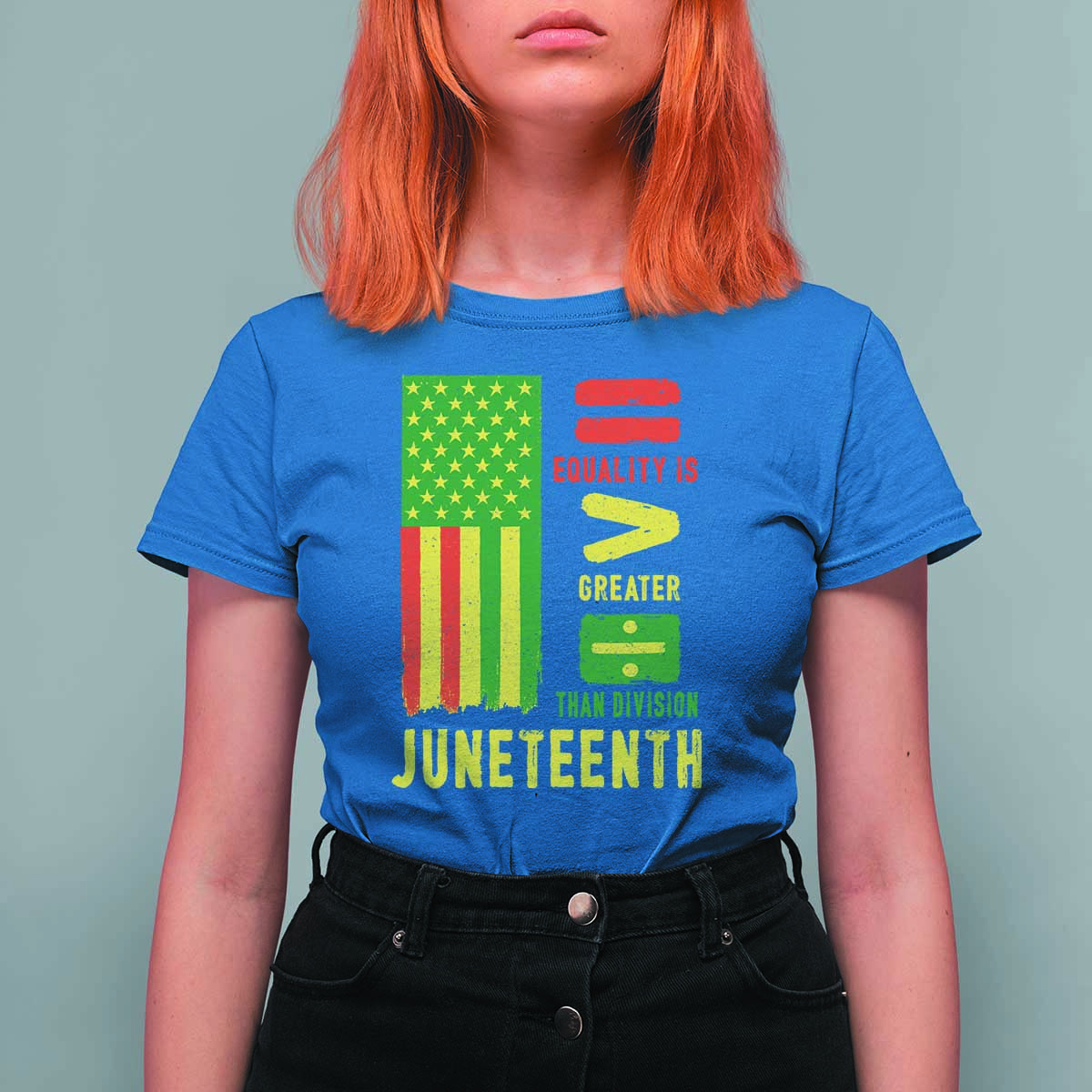 Juneteenth Equality Is Greater Than Division T Shirt For Women Juneteenth American Flag