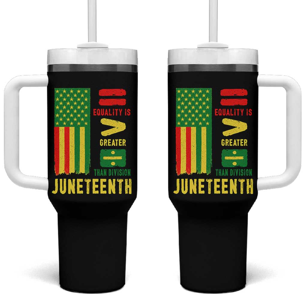 Juneteenth Equality Is Greater Than Division Tumbler With Handle Juneteenth American Flag