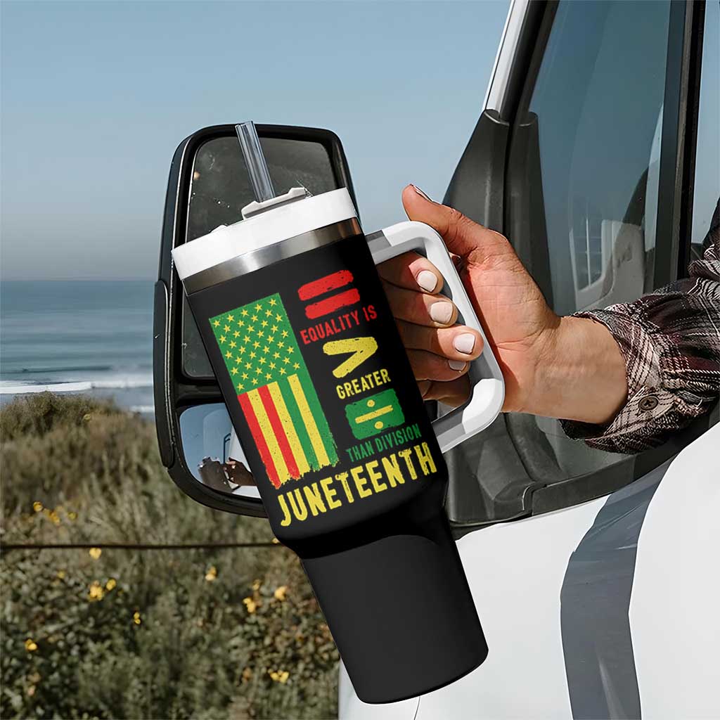 Juneteenth Equality Is Greater Than Division Tumbler With Handle Juneteenth American Flag