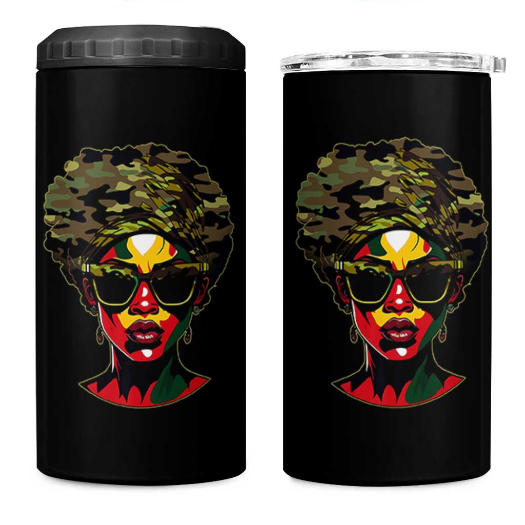 Camo African American Women Juneteenth Celebrating Black Freedom Day 4 in 1 Can Cooler Tumbler