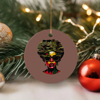 Camo African American Women Juneteenth Celebrating Black Freedom Day Ceramic Ornament