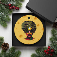 Camo African American Women Juneteenth Celebrating Black Freedom Day Ceramic Ornament