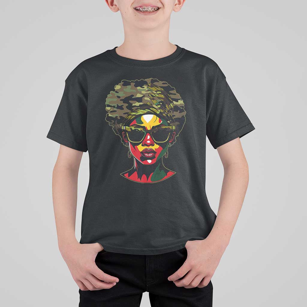 Camo African American Women Juneteenth Celebrating Black Freedom Day T Shirt For Kid