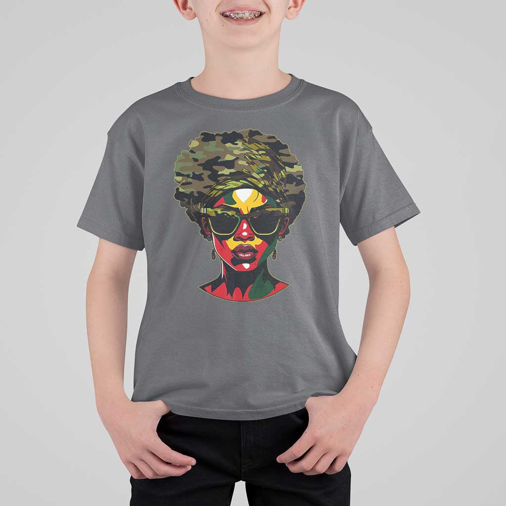 Camo African American Women Juneteenth Celebrating Black Freedom Day T Shirt For Kid