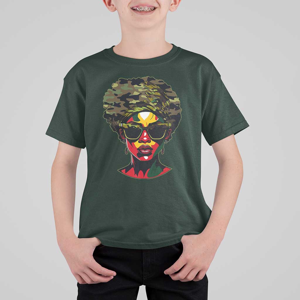 Camo African American Women Juneteenth Celebrating Black Freedom Day T Shirt For Kid