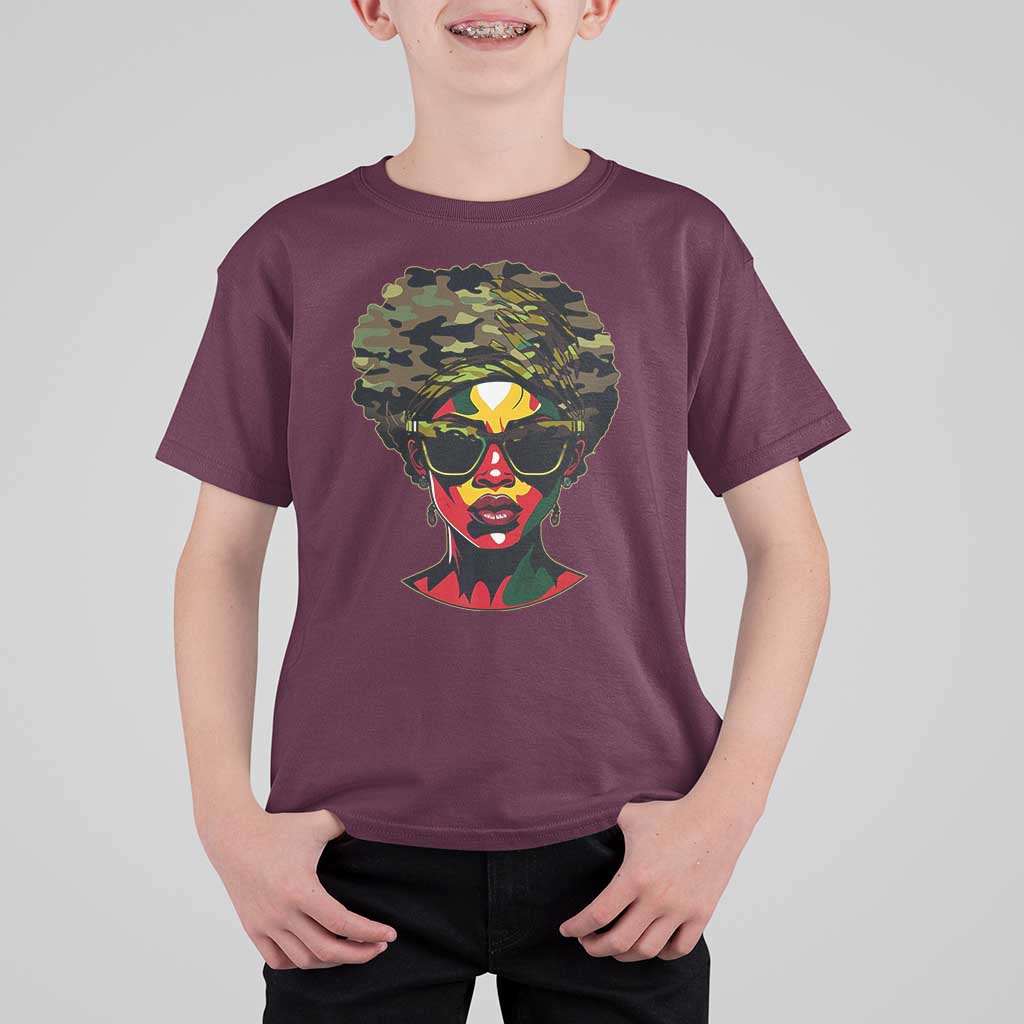 Camo African American Women Juneteenth Celebrating Black Freedom Day T Shirt For Kid