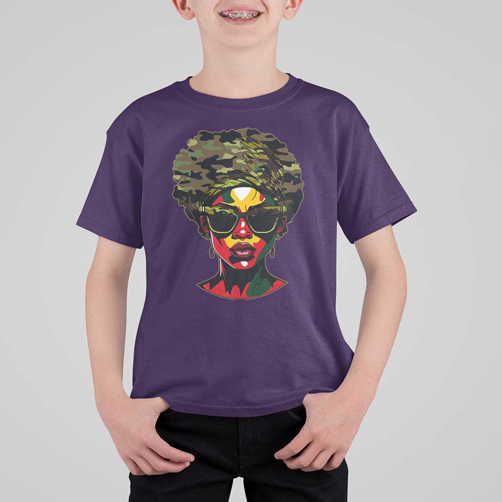 Camo African American Women Juneteenth Celebrating Black Freedom Day T Shirt For Kid