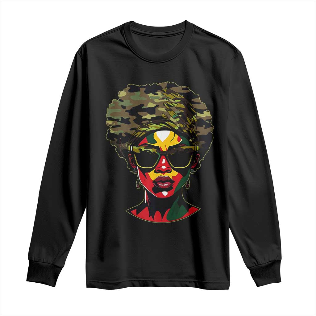 Camo African American Women Juneteenth Celebrating Black Freedom Day Long Sleeve Shirt