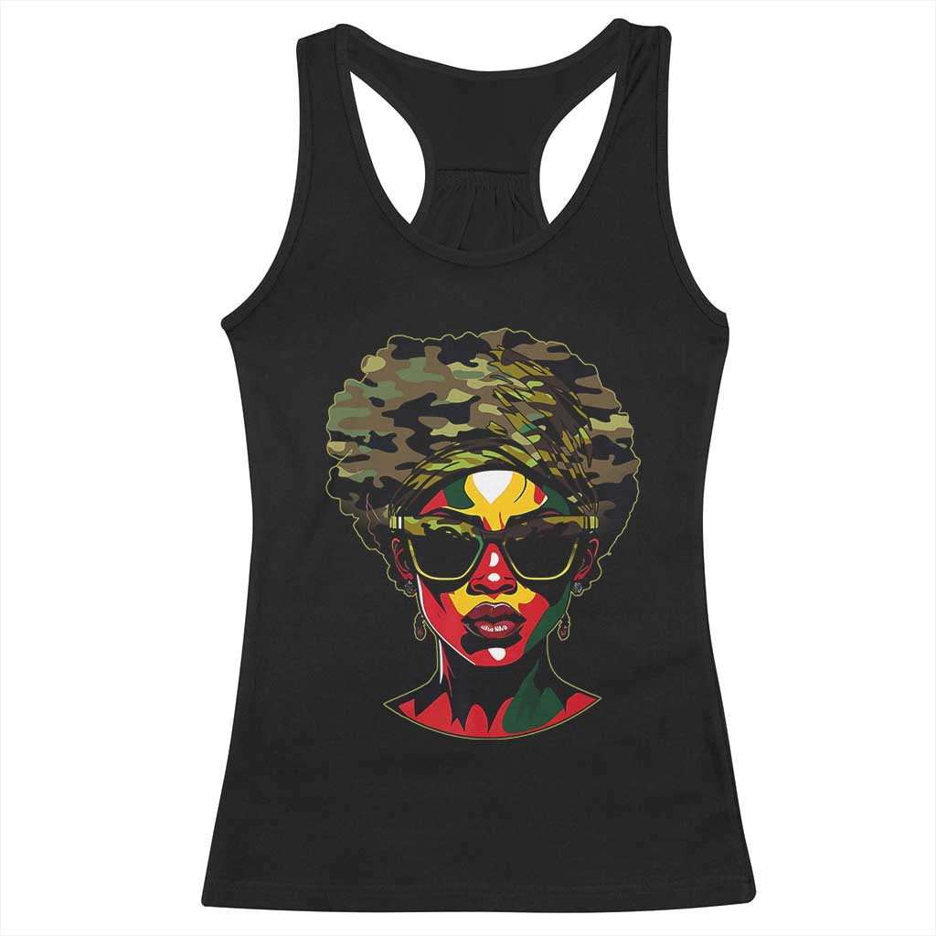 Camo African American Women Juneteenth Celebrating Black Freedom Day Racerback Tank Top