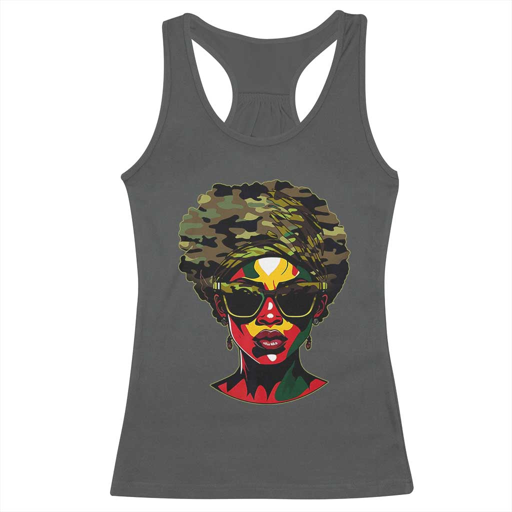 Camo African American Women Juneteenth Celebrating Black Freedom Day Racerback Tank Top