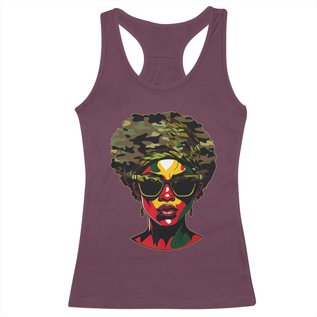 Camo African American Women Juneteenth Celebrating Black Freedom Day Racerback Tank Top