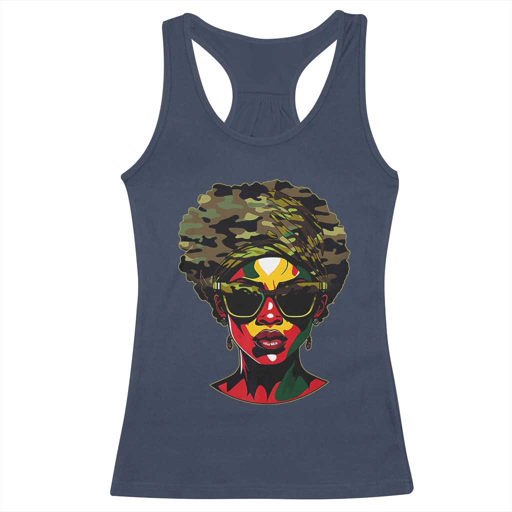 Camo African American Women Juneteenth Celebrating Black Freedom Day Racerback Tank Top