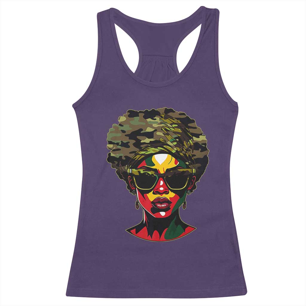 Camo African American Women Juneteenth Celebrating Black Freedom Day Racerback Tank Top