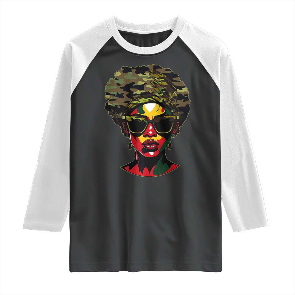 Camo African American Women Juneteenth Celebrating Black Freedom Day Raglan Shirt