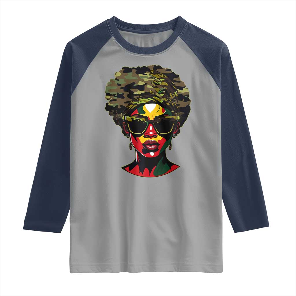 Camo African American Women Juneteenth Celebrating Black Freedom Day Raglan Shirt