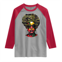 Camo African American Women Juneteenth Celebrating Black Freedom Day Raglan Shirt