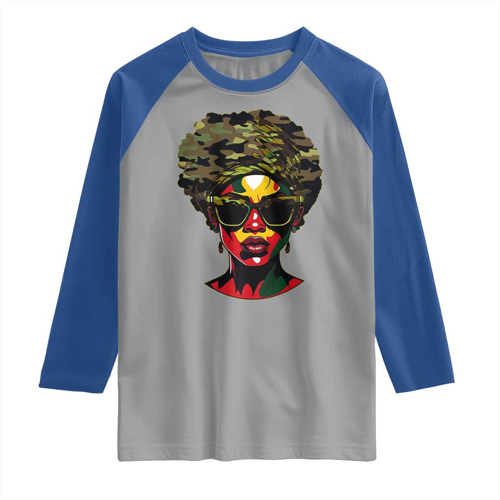 Camo African American Women Juneteenth Celebrating Black Freedom Day Raglan Shirt
