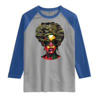 Camo African American Women Juneteenth Celebrating Black Freedom Day Raglan Shirt