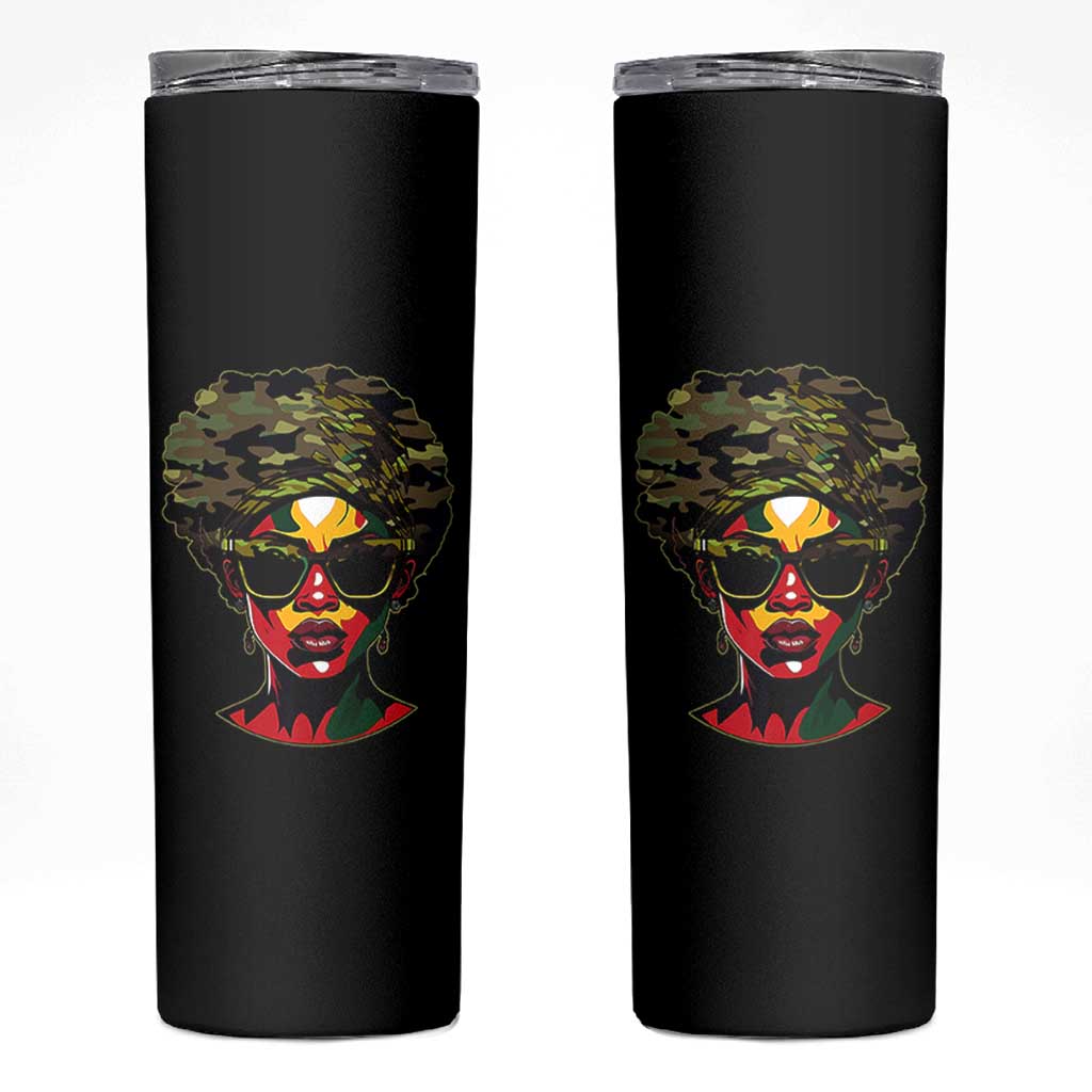 Camo African American Women Juneteenth Celebrating Black Freedom Day Skinny Tumbler
