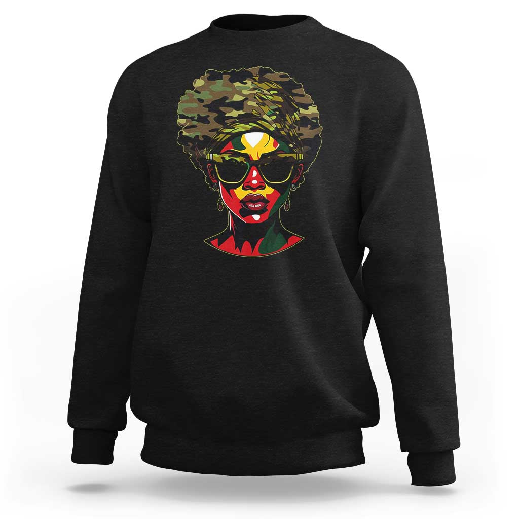 Camo African American Women Juneteenth Celebrating Black Freedom Day Sweatshirt