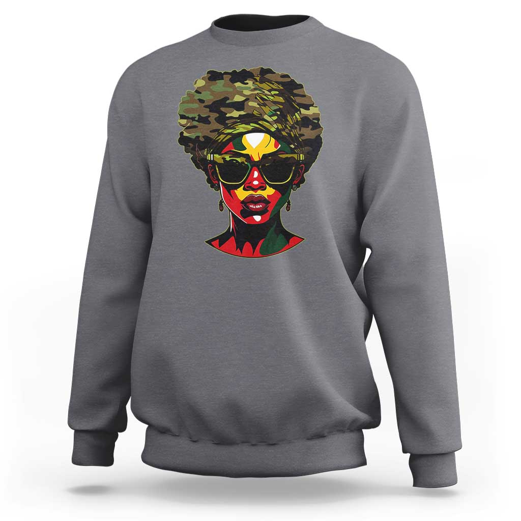 Camo African American Women Juneteenth Celebrating Black Freedom Day Sweatshirt