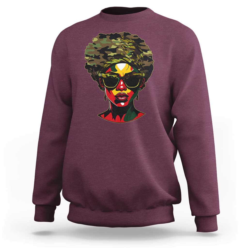 Camo African American Women Juneteenth Celebrating Black Freedom Day Sweatshirt