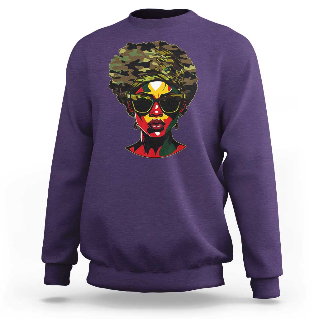 Camo African American Women Juneteenth Celebrating Black Freedom Day Sweatshirt